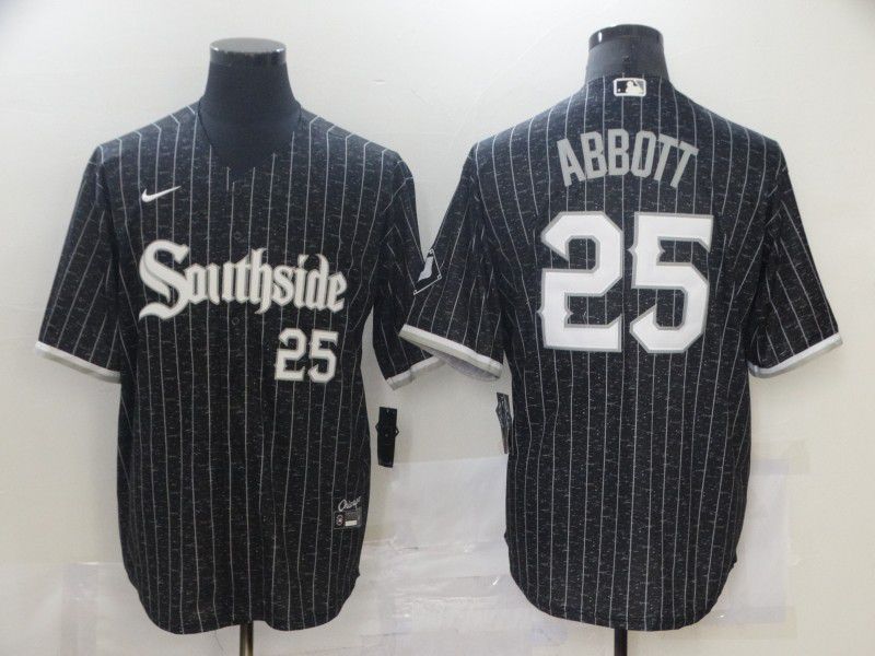 Men Chicago White Sox #25 Abbott City Edition Black Game Nike 2021 MLB Jerseys
